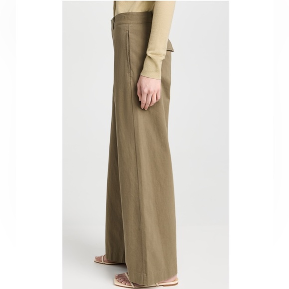 VINCE High-rise‎ cotton twill wide-leg pants in Artichoke Size 12 - Picture 3 of 16